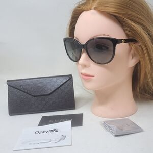 NWT Gucci Women's Sunglasses Black Gold Floral Optyl GG 3633/S 55-16-135